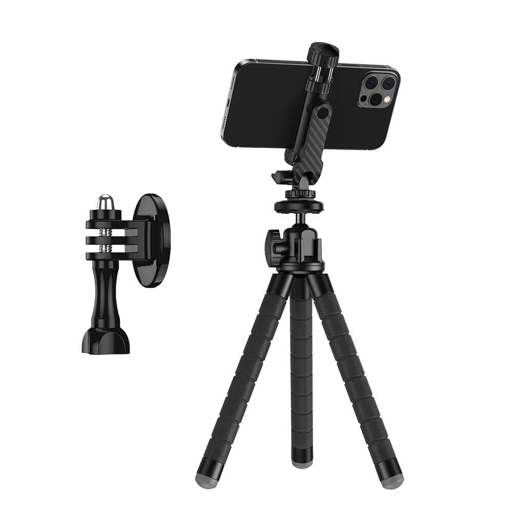Flexible Octopus Tripod with Dual Cold Shoe Mounts and Quick Release Plate APEXEL