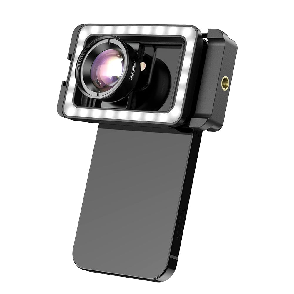 New 3 in 1 Mobile Phone Lens Clip and 100mm Macro Lens Kit with Fill Light APEXEL