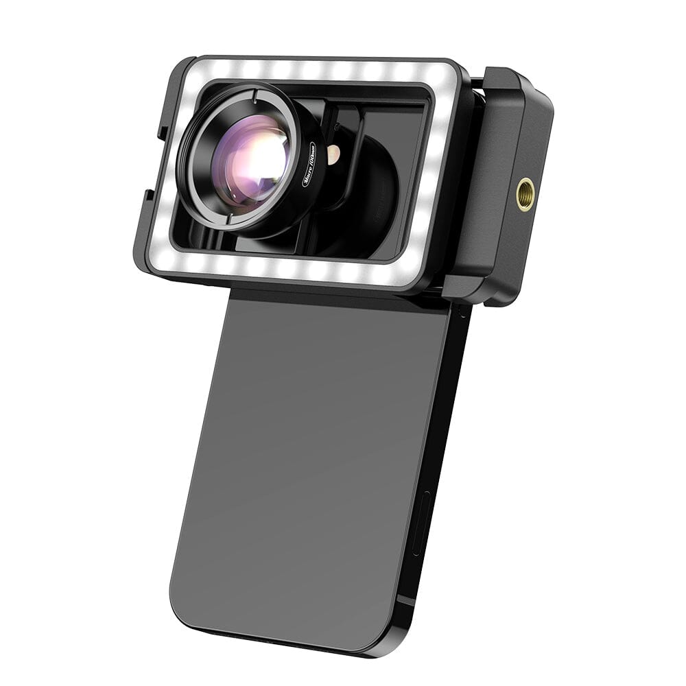 New 3 in 1 Mobile Phone Lens Clip and 100mm Macro Lens Kit with Fill Light APEXEL 