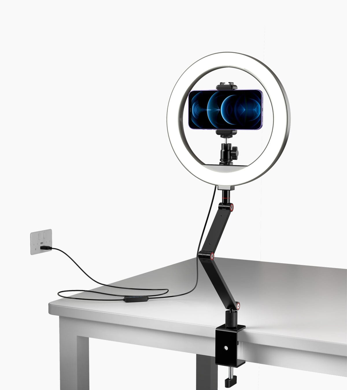 Podcast Lighting 12'' Desk Ring Light With Stand And Phone Holder