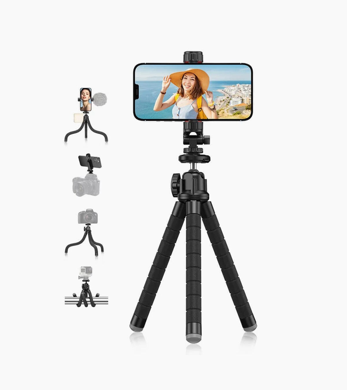 Flexible Octopus Tripod with Dual Cold Shoe Mounts and Quick Release Plate APEXEL