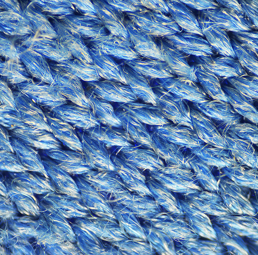 A Blue Sweater Photographed with a 300x Mobile Microscope