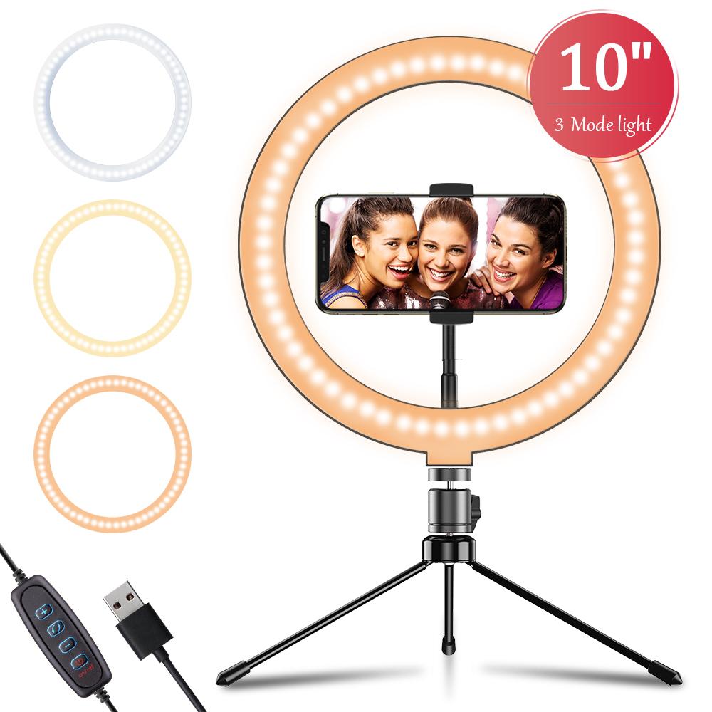 LED Ring Light 10 with Tripod Stand & Phone Holder for Live Streaming -  APEXEL