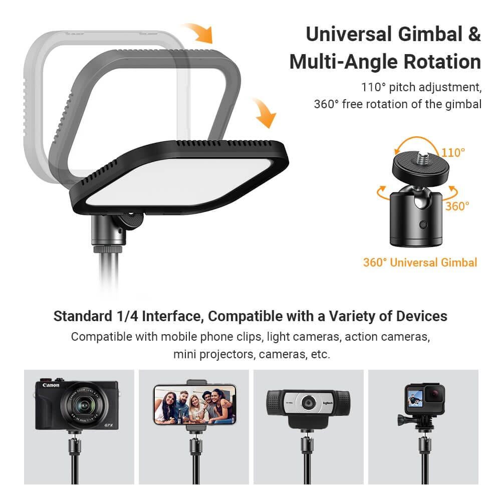 Apexel FL19 2Pcs Soft USB LED Video Portable Light Kit with Adjustable Tripod Stand and Color Filters APEXEL