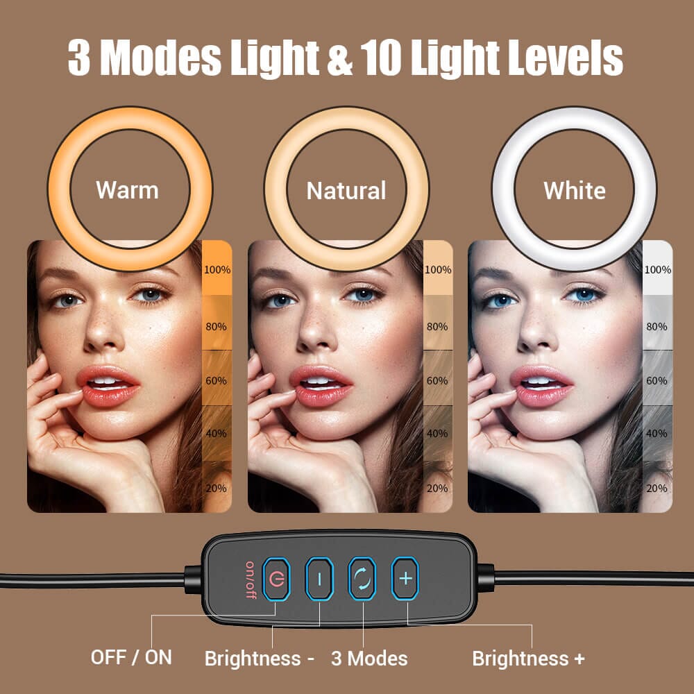 FL20 10 Inch Ring Light Foldable Portable with Stand and Phone Holder APEXEL - Black