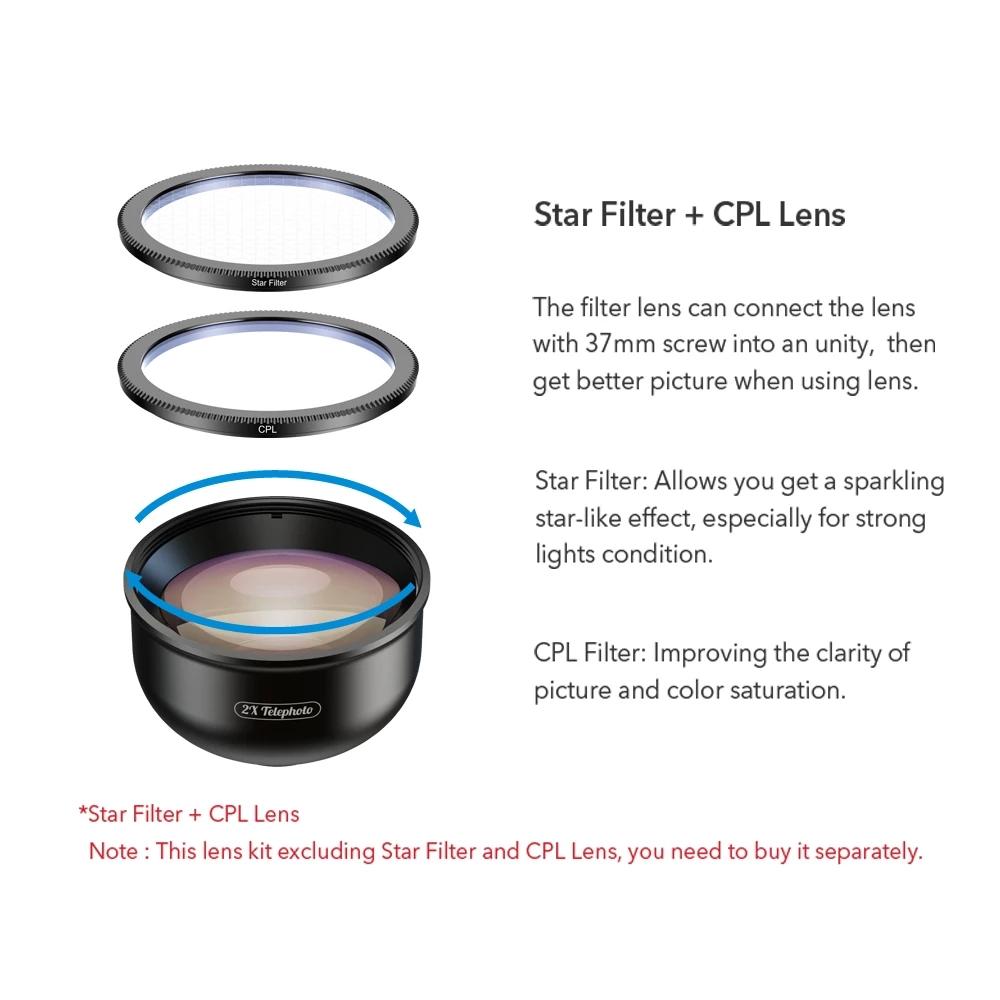 4K HD Professional 5 in 1 Lens Kit APEXEL HB5+CPL+Star Filter