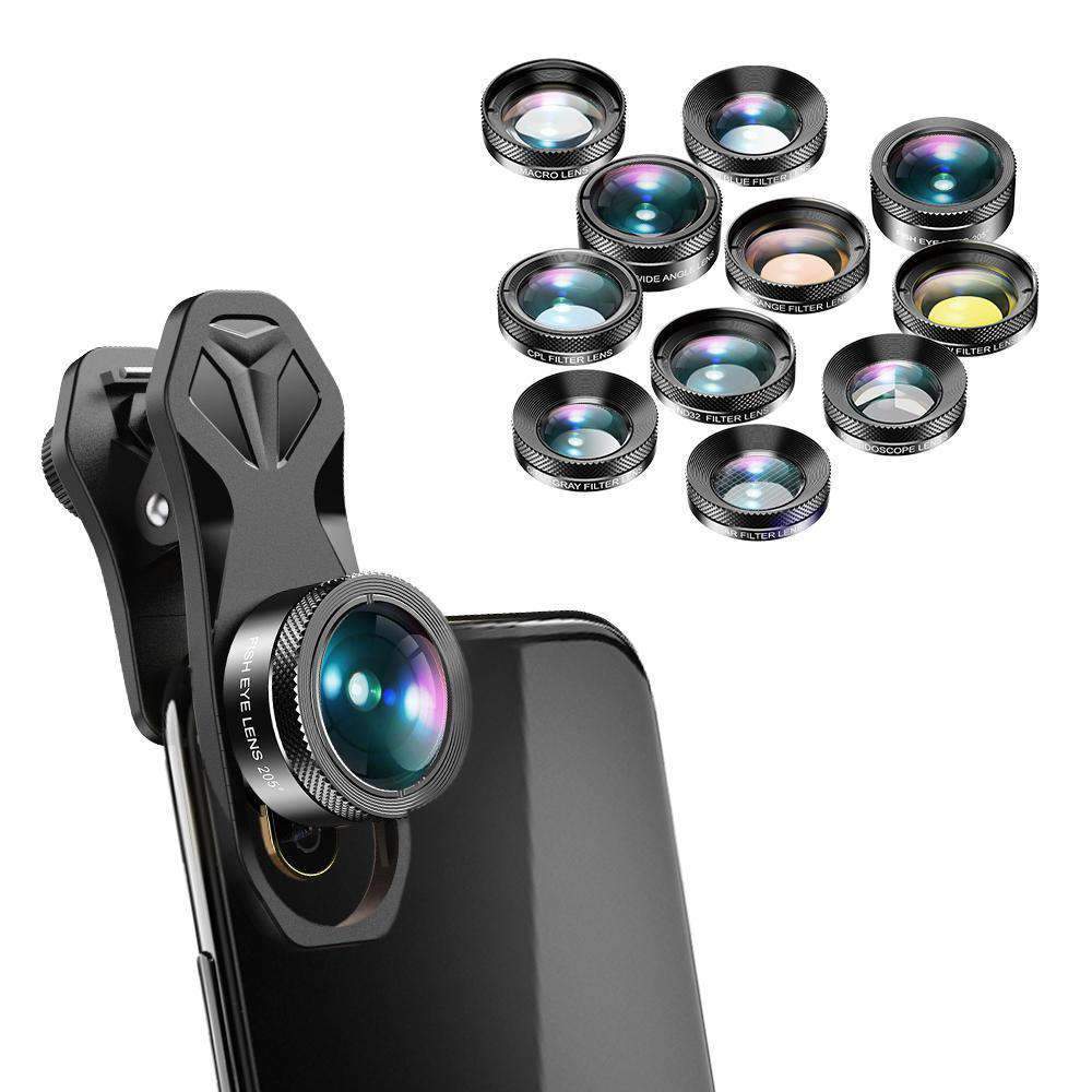 11 in 1 Cell Phone Camera Optical Filter Lens Kits With Clip Mobile Photography Accessories APEXEL