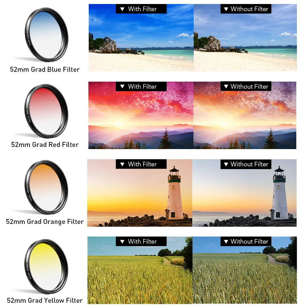 52mm Upgraded  7-in-1 Filter Lens Kit
