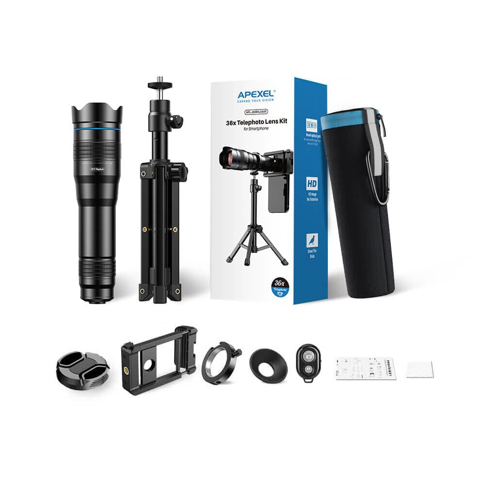 New Upgrade 36X Telephoto Smartphone Lens kit APEXEL Standard kit+Remote Shutter 