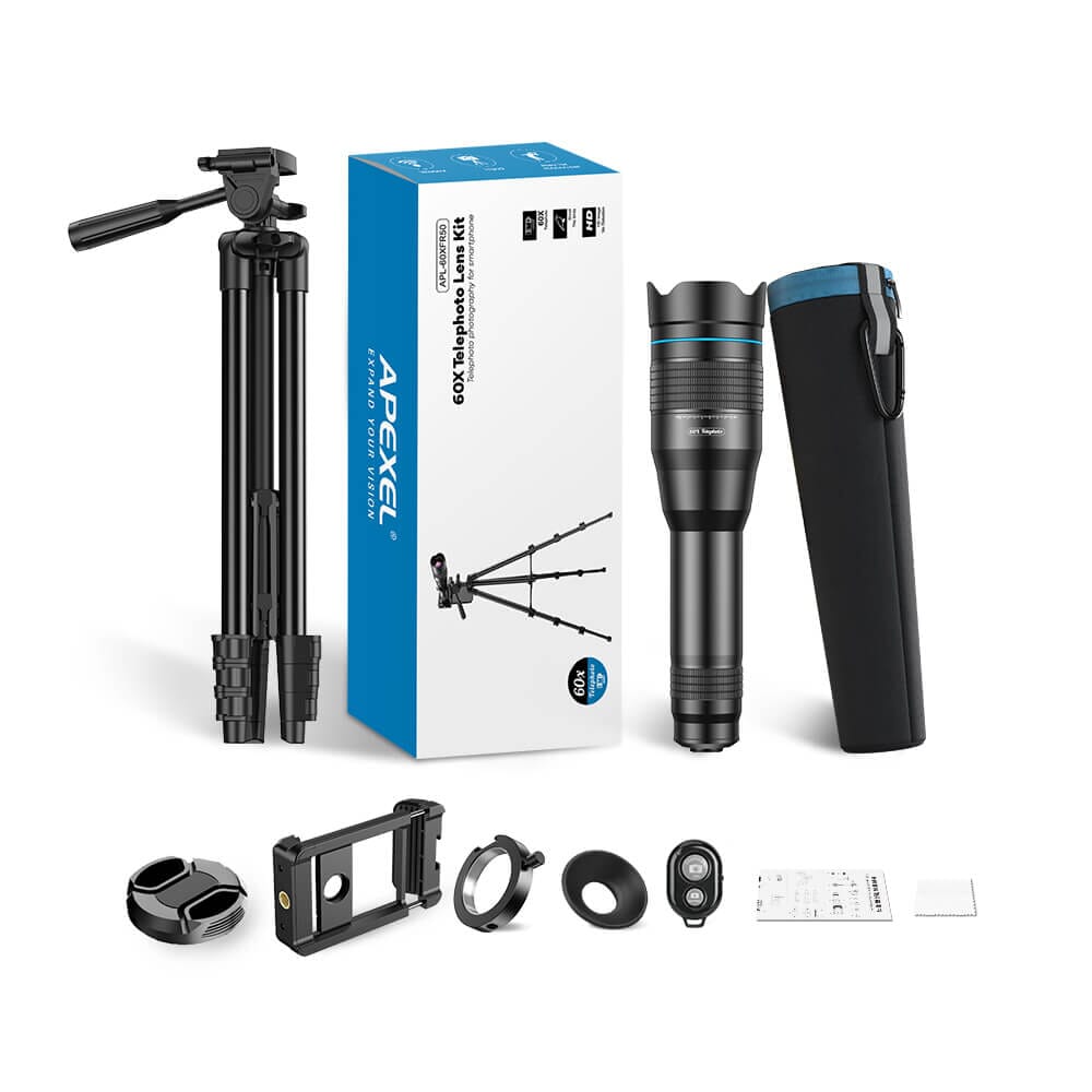 New Upgrade 60X Phone Telephoto Lens Kit Mobile Photography Accessories APEXEL 