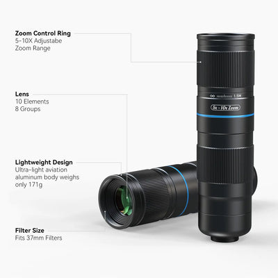 TeleZoom 5–10X Zoom Telephoto Lens Mobile Photography Accessories APEXEL