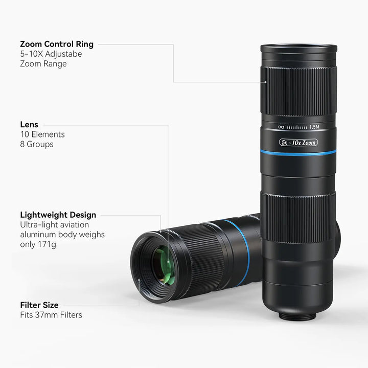 TeleZoom 5–10X zoomteleobjektiv Mobilt fotograferingstilbehør APEXEL