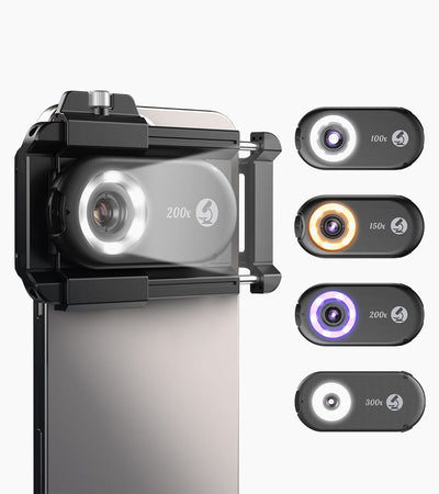 PhoneMicro 5 Series 100X/150X/200X/300X Microscope Lens APEXEL 4 IN 1 (100/150/200/300X) 