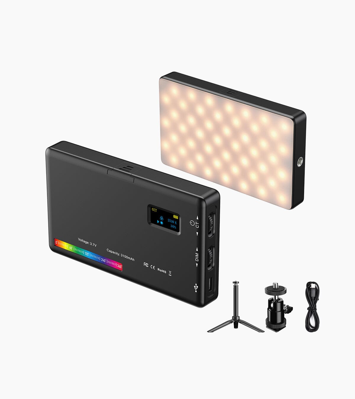 FL07 RGB LED Light Kit CRI95+ Dimmable Pocket Photography Vlogging