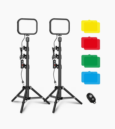 FL19 2Pcs Soft USB LED Video Portable Light Kit with Adjustable Tripod Stand and Color Filters APEXEL 