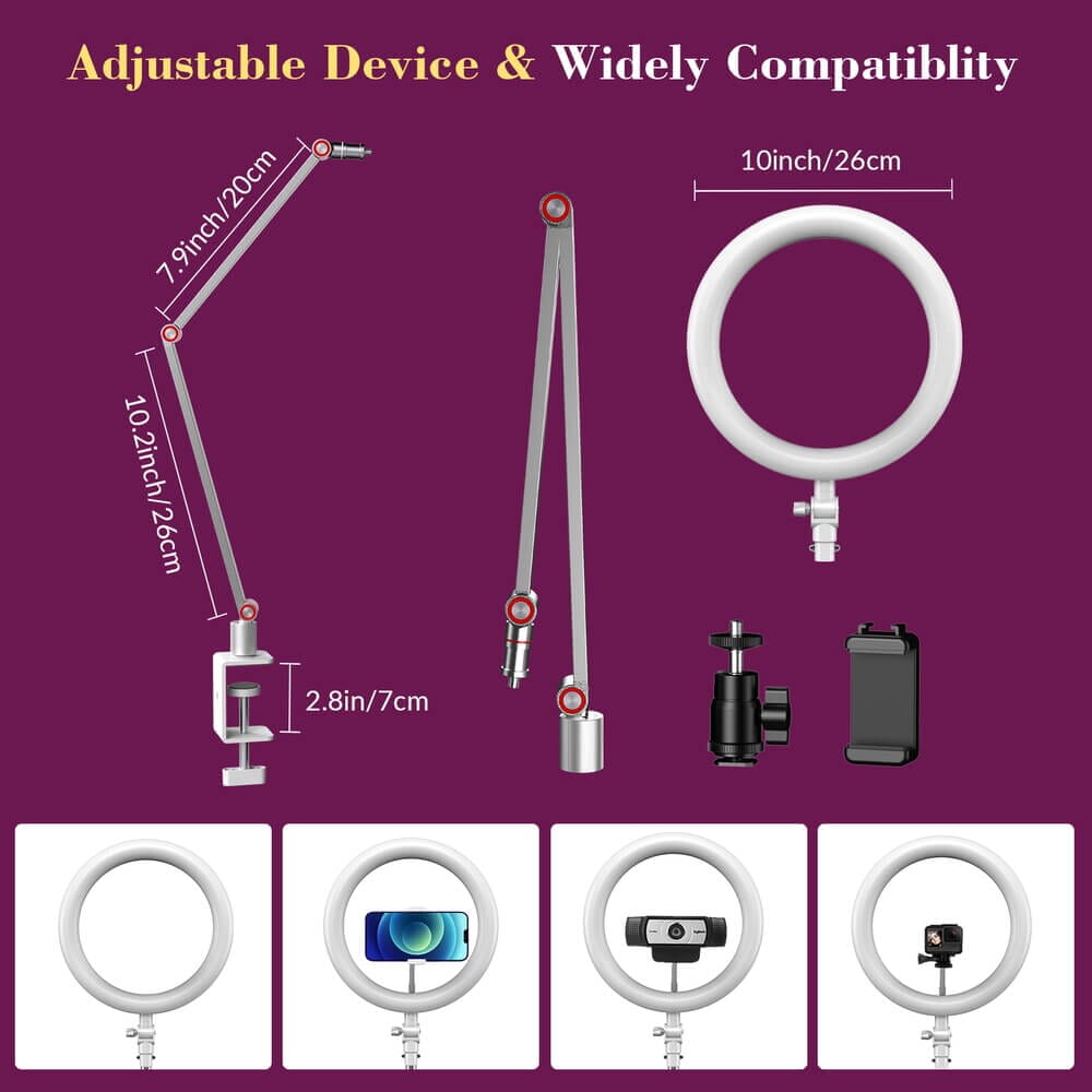 FL20 10 Inch Ring Light Foldable Portable with Stand and Phone Holder APEXEL 