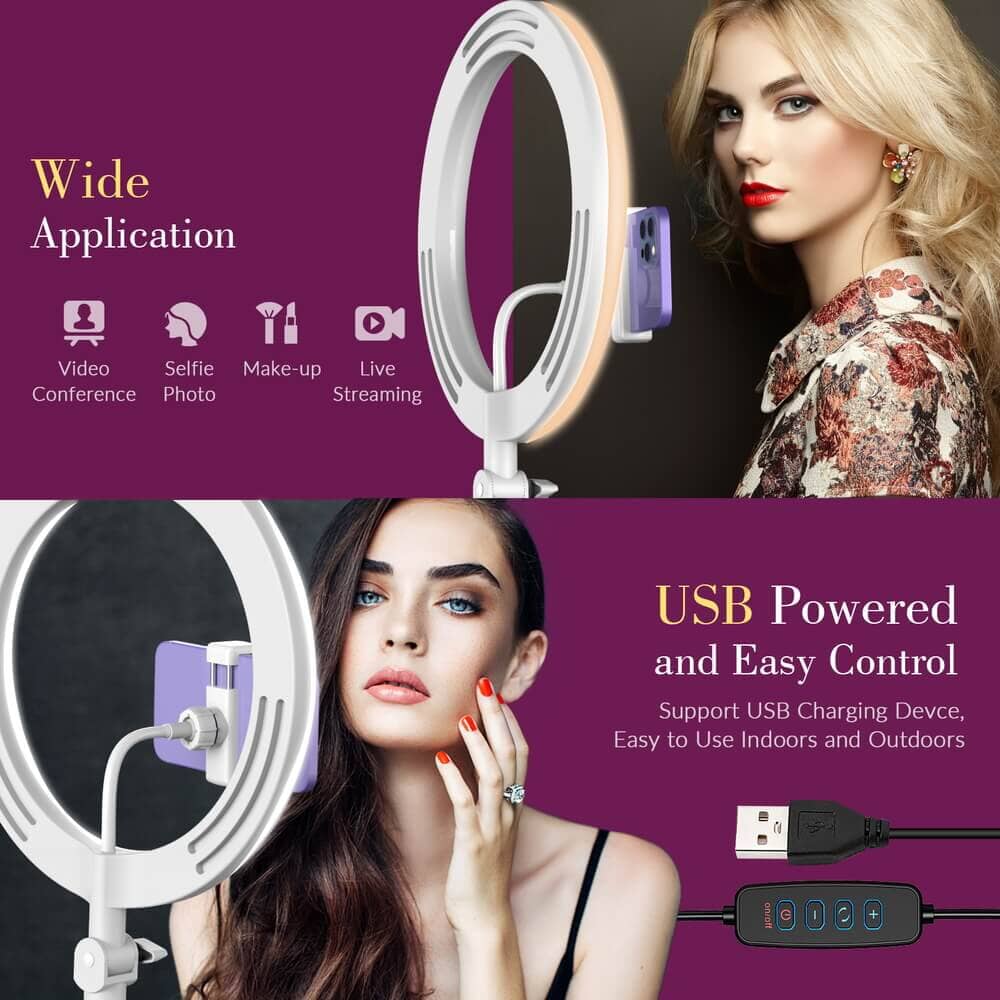 FL20 10 Inch Ring Light Foldable Portable with Stand and Phone Holder APEXEL 