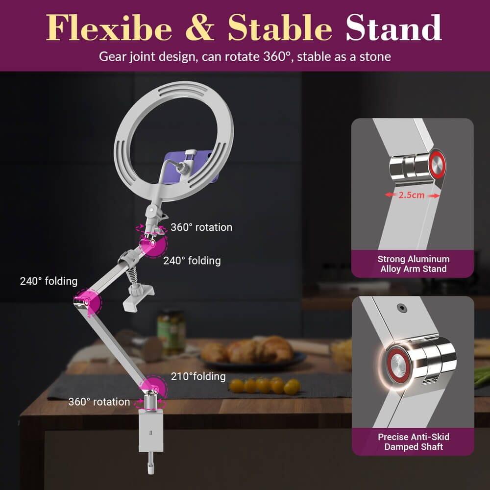 FL20 10 Inch Ring Light Foldable Portable with Stand and Phone Holder APEXEL 