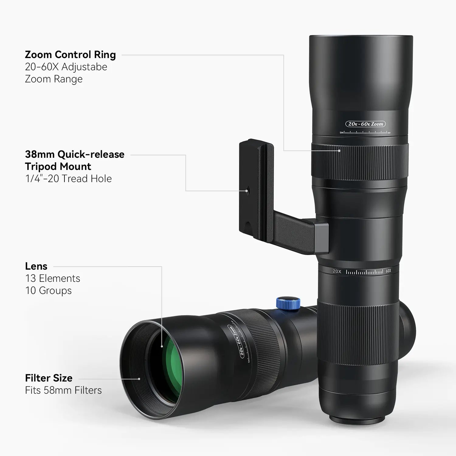 TeleCular 3 Series 20-60X Zoom Telephoto Lens APEXEL