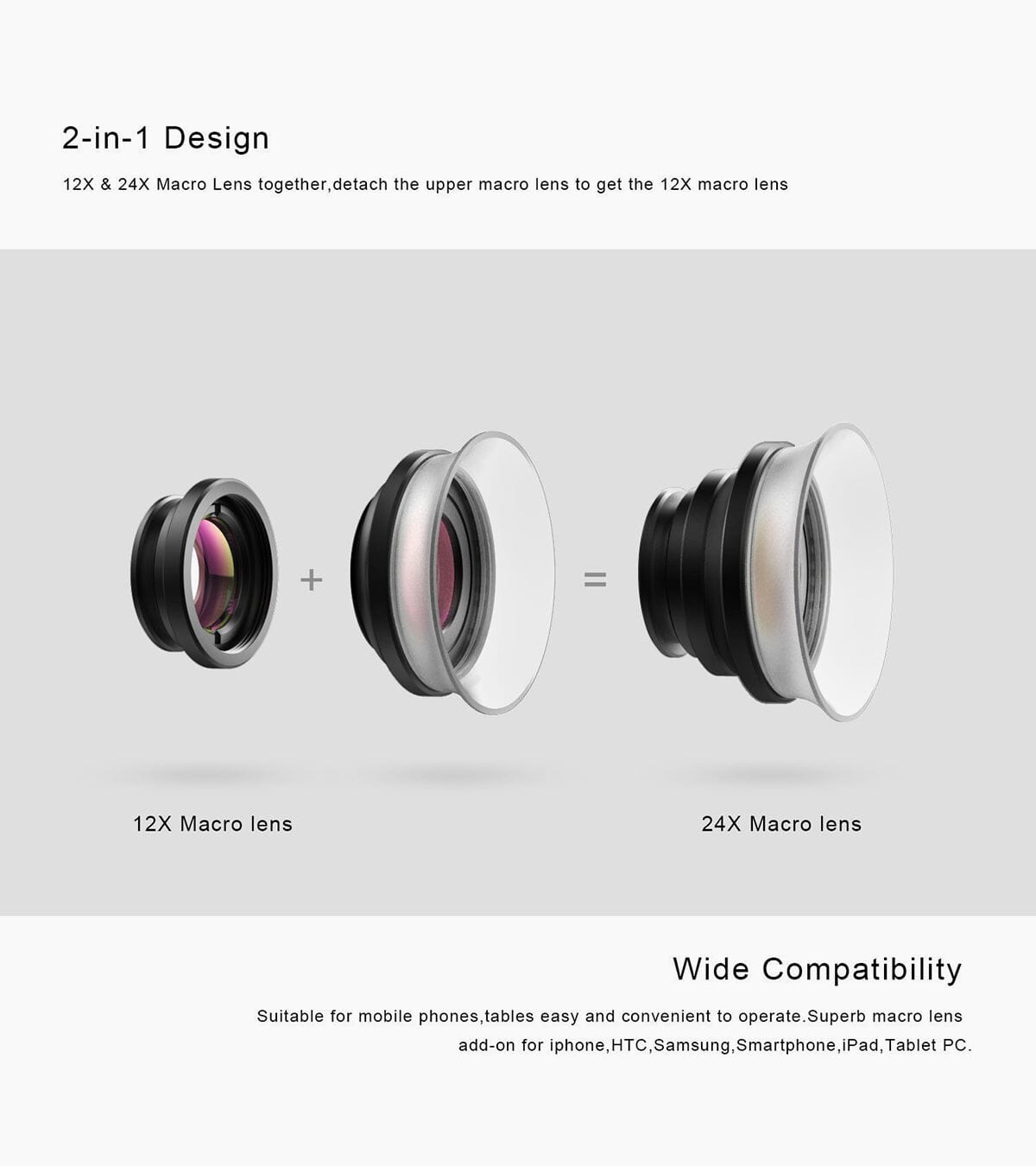 2 in 1 12x/24x Macro Lens APEXEL 