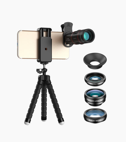 18X Smartphone Telescope Fisheye Wide Angle Macro 4in1 Lens Kit