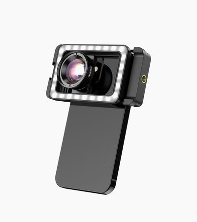 New 3 in 1 Mobile Phone Lens Clip and 100mm Macro Lens Kit with Fill Light APEXEL 