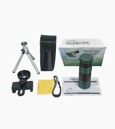 Monoculaire Zoom 10-300x Portable – Vision Nocturne Faible Lumière – Clip Téléphone & Trépied Inclus