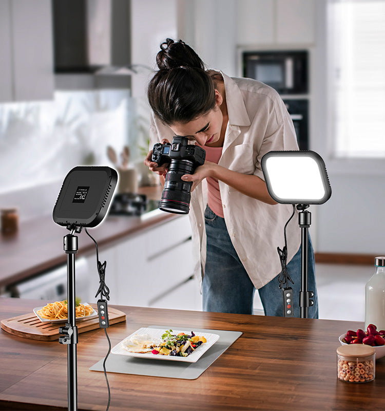 FL19 2Pcs Soft USB LED Video Portable Light Kit with Adjustable Tripod  Stand and Color Filters - Apexel