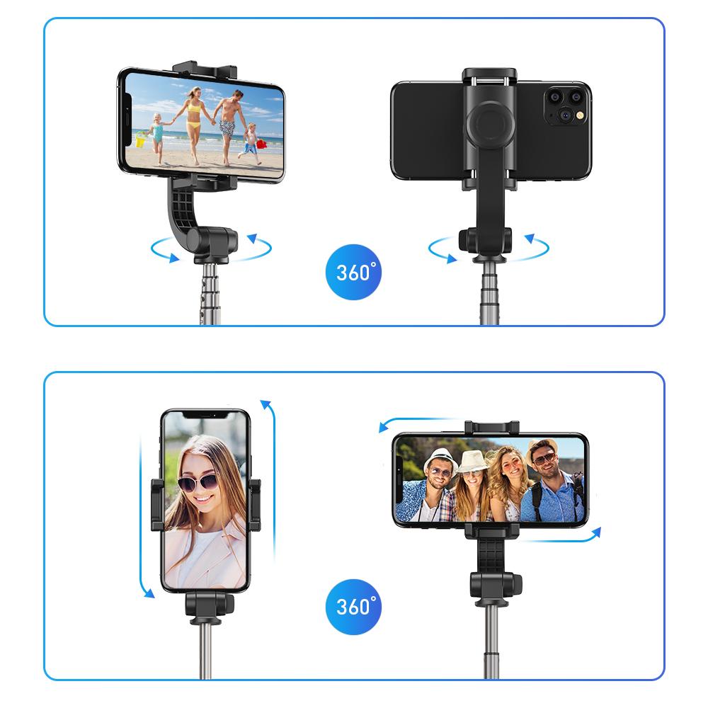Mini Extendable 360 Degree Selfie Stick with Anti-Shaking Stabilizer One-Axis Gimbal APEXEL 
