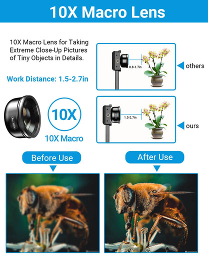 NEW 100mm Macro Phone Lens Kit with Multi-Function Lens Clip APEXEL 