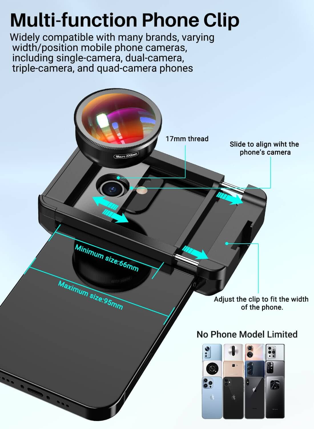 Apexel Objectif Macro HD à Clipser pour téléphone Portable 100 mm