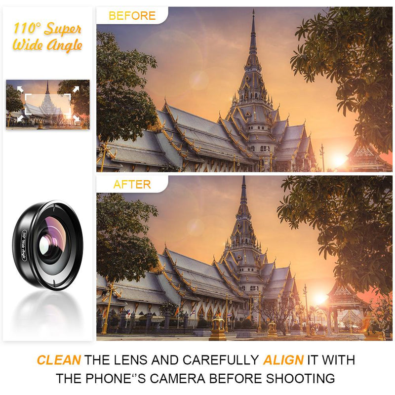 No Distortion 110° HD Wide Angle Lens for Iphone Android Mobile Phone APEXEL 