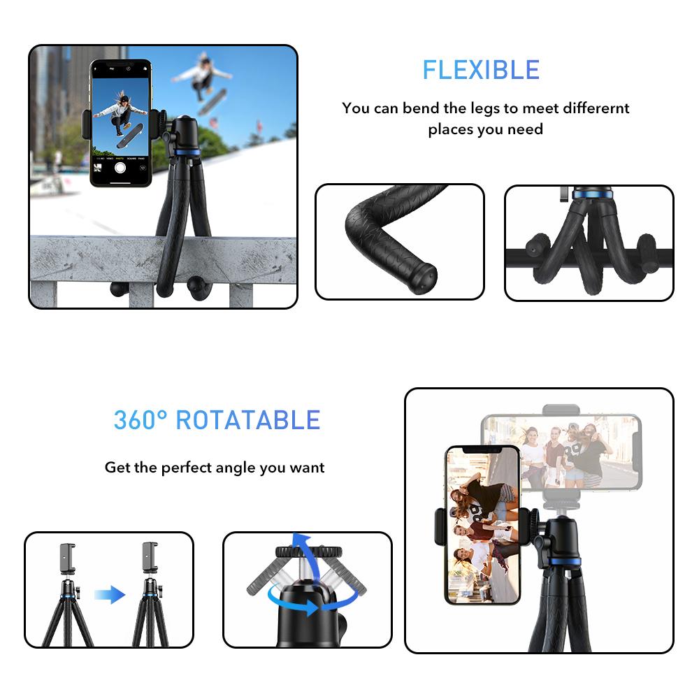 APEXEL Trépied De Téléphone Flexible Avec Télécommande Sans Fil