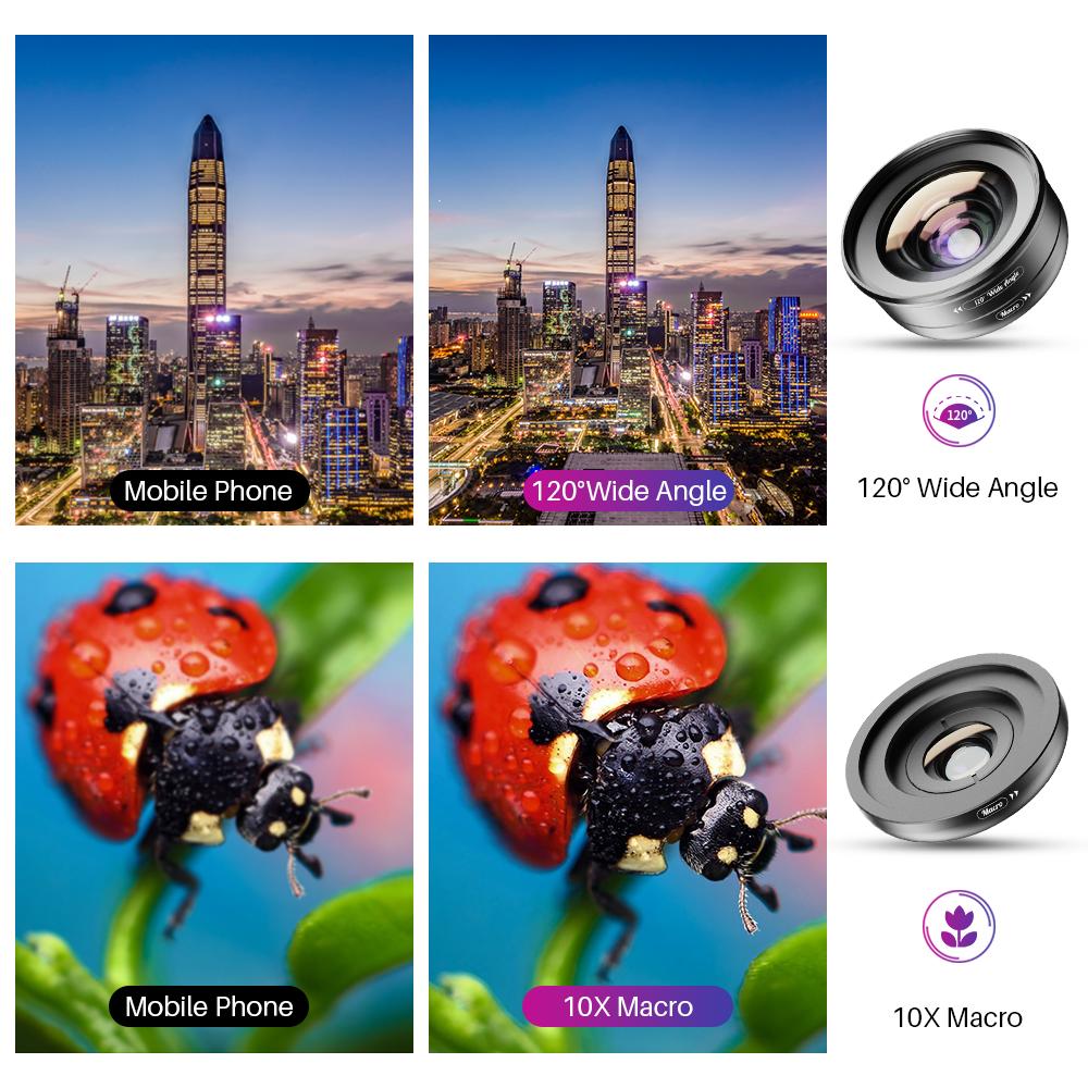 Universal Clip Optical HD Mobile Phone Camera Wide Angle Macro 2in1 Lens Kit Mobile Photography Accessories APEXEL 