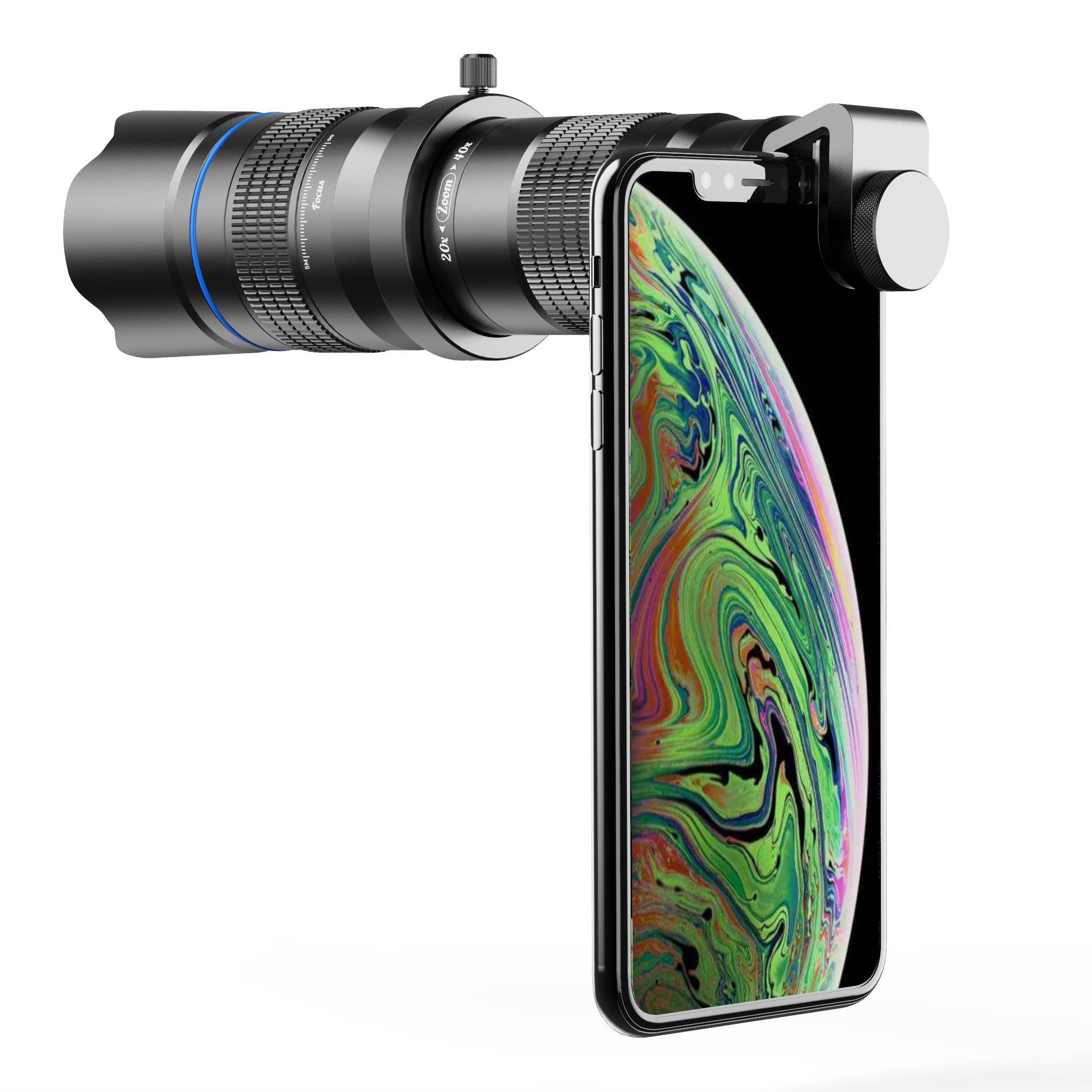 New Premium Mobile Adjustable Real 20-40X Zoom Telescope Lens Mobile Photography Accessories APEXEL 20-40X Zoom Without Tripod&Remote Shutter 