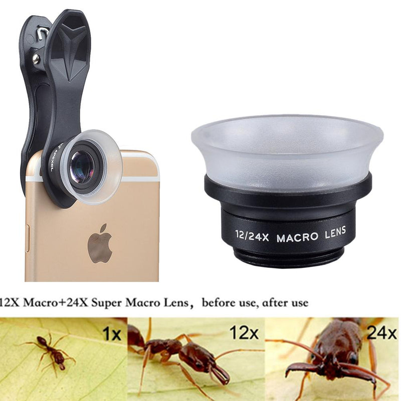 2 in 1 12x/24x Camera Macro Lens with Universal Clip for Mobile Phone APEXEL 
