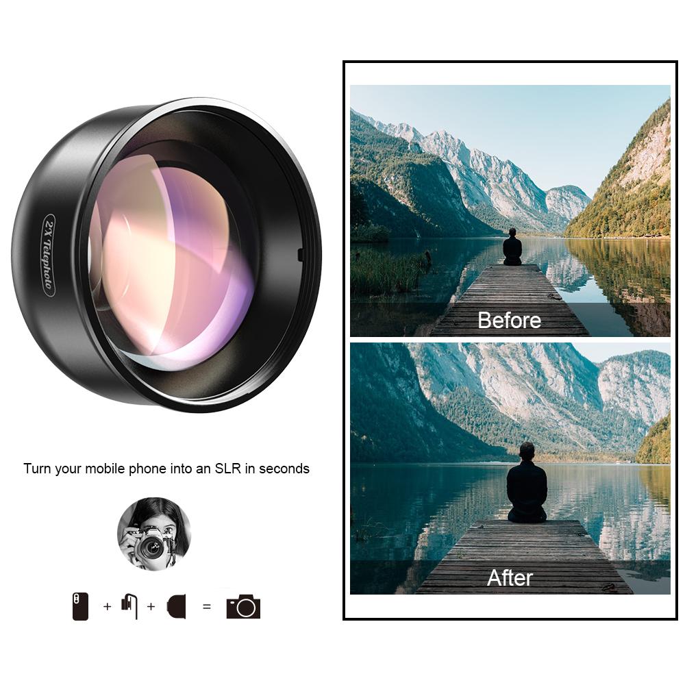Universal Clip 2x Portrait Telephoto Lens for iPhone APEXEL 