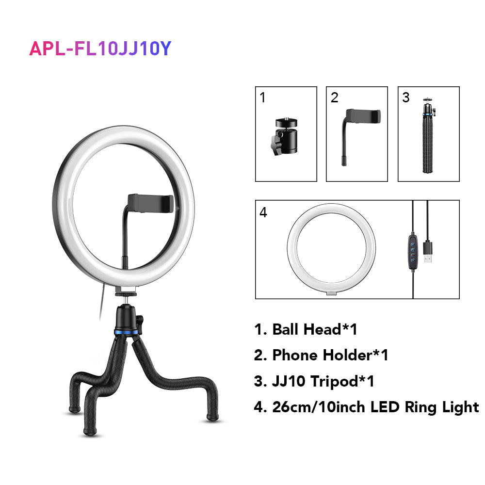 10 Inch Ring Light With Flexible Tripod APEXEL 