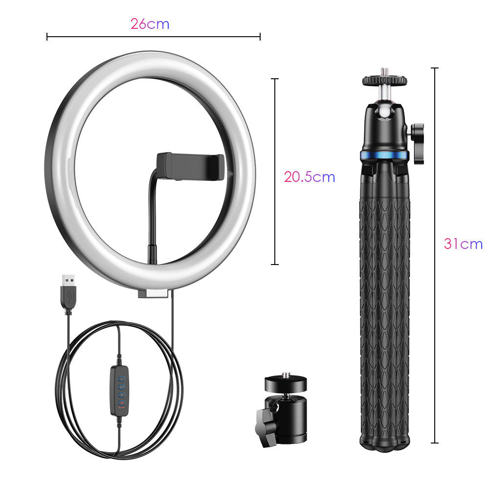 10 Inch Ring Light With Flexible Tripod APEXEL 
