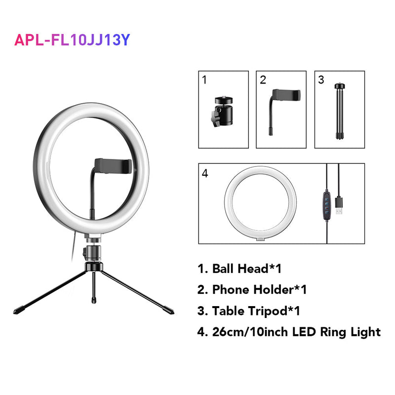 APEXEL LED Ring Light 10" with Tripod Stand & Phone Holder for Live Streaming APEXEL 