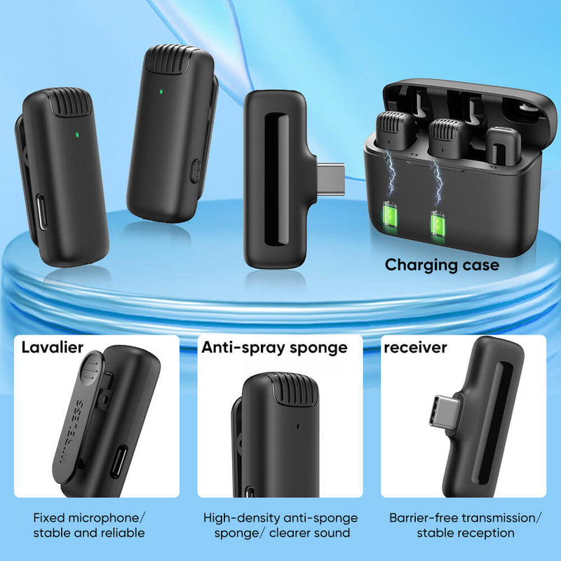 Apexel J13 3-In-1 Wireless Microphones with Smart Charging Case APEXEL 