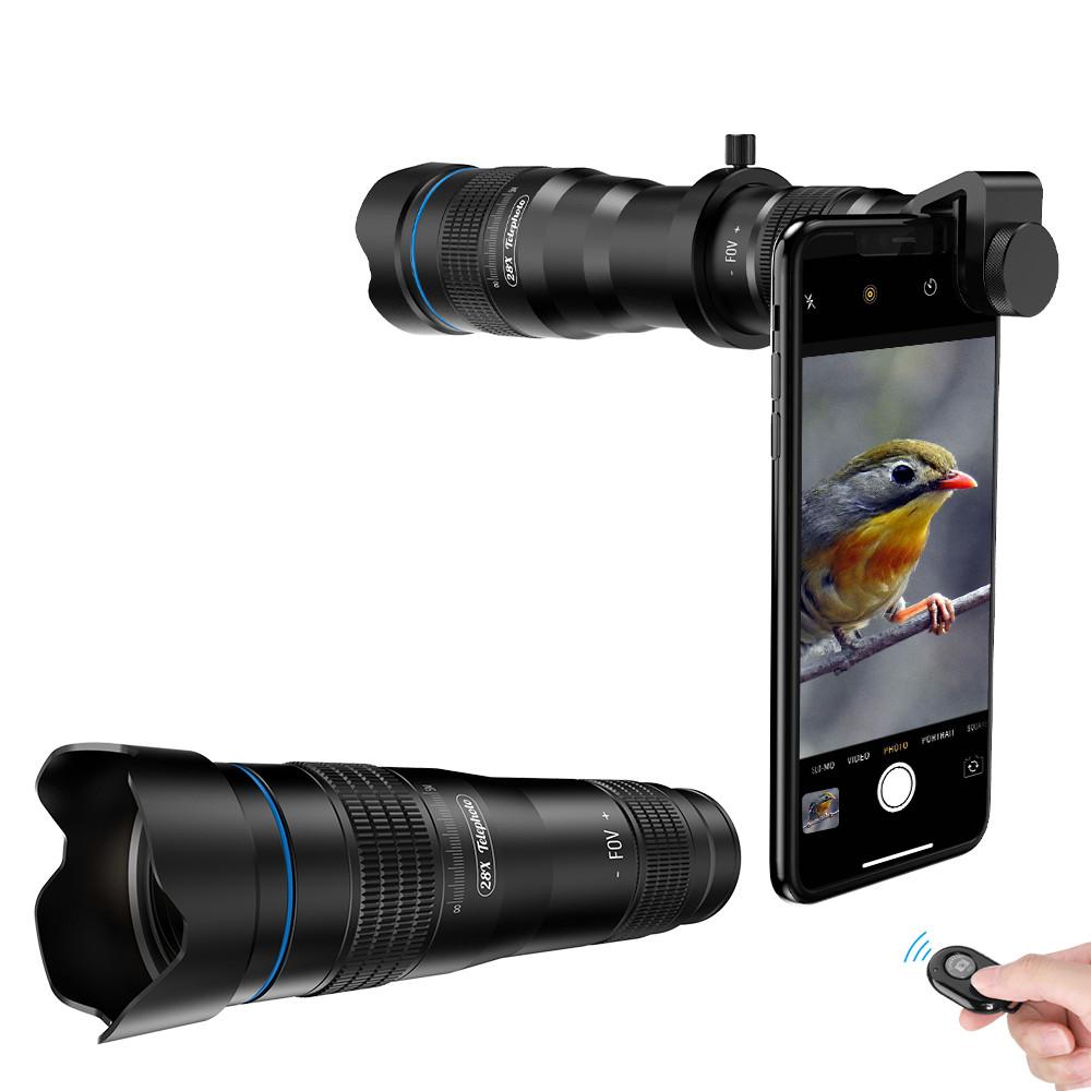 APEXEL – objectif zoom pour téléphone portable lentille de téléphone HD  36X, caméra téléobjectif Zoom monoculaire, télescope + trépied avec  obturateur à distance pour tous les Smartphones