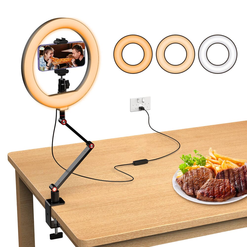 FL20 10 Inch Ring Light Foldable Portable with Stand and Phone Holder APEXEL - Black