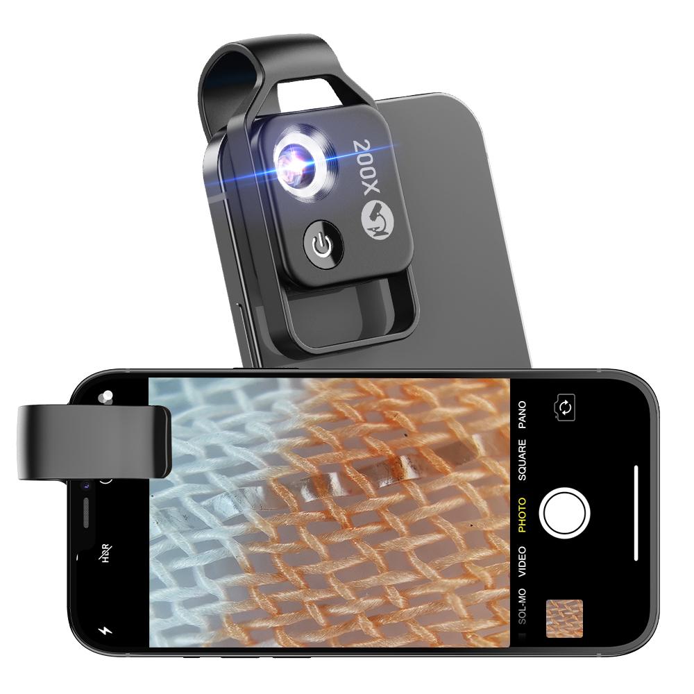 New Mobile 200X LED Microscope Lens APEXEL 