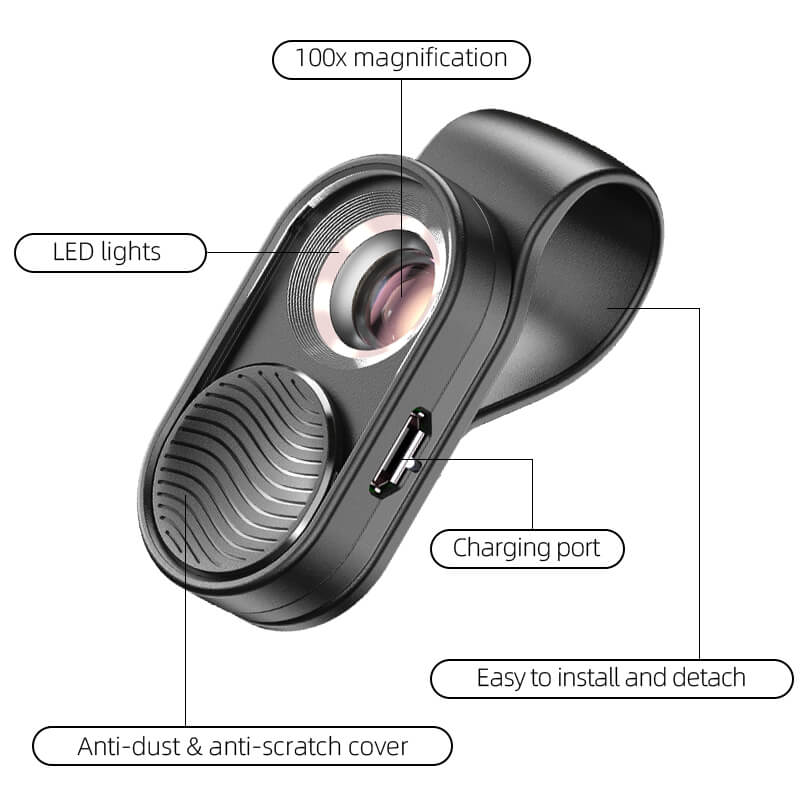 Mobile LED 100X Microscope Lens Mobile Photography Accessories APEXEL 