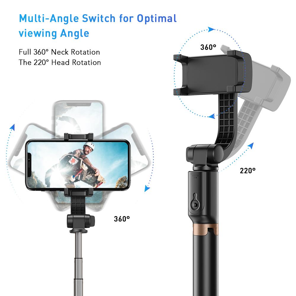 Mini Extendable 360 Degree Selfie Stick with Anti-Shaking Stabilizer One-Axis Gimbal APEXEL 
