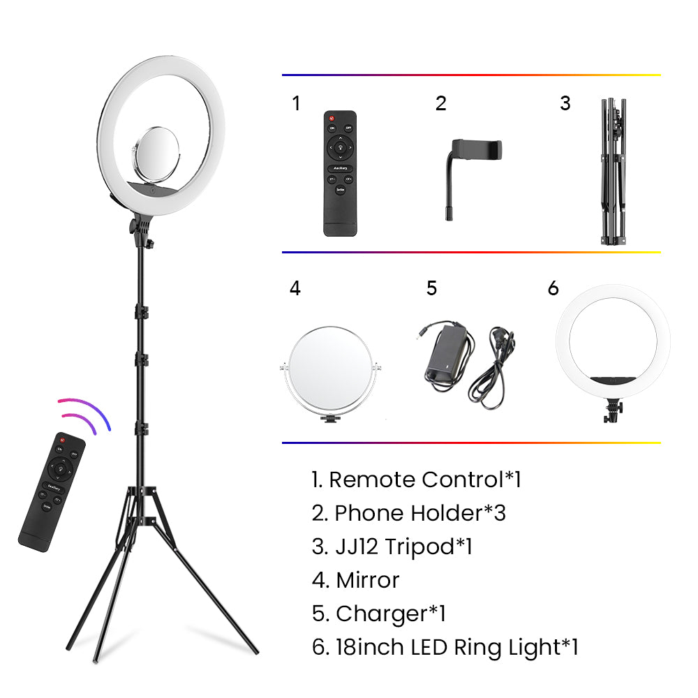 18 Inch Ring Light With 2.1M Extendable Tripod APEXEL 