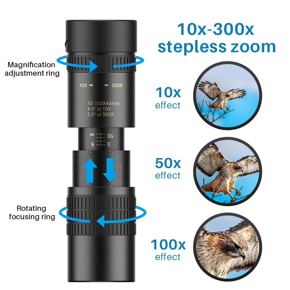 10-300X40 Zoom Monocular Telescope APEXEL 