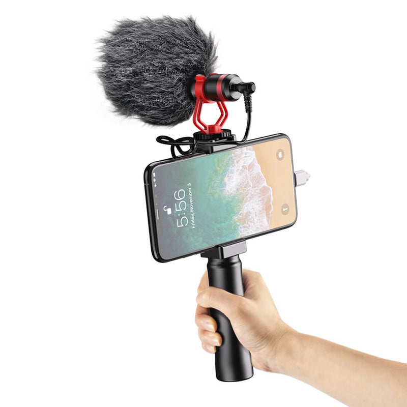 Vlogging Video Equipment Handle Grip Tripod Kit with LED light microphone APEXEL Handle Grip with Microphone 