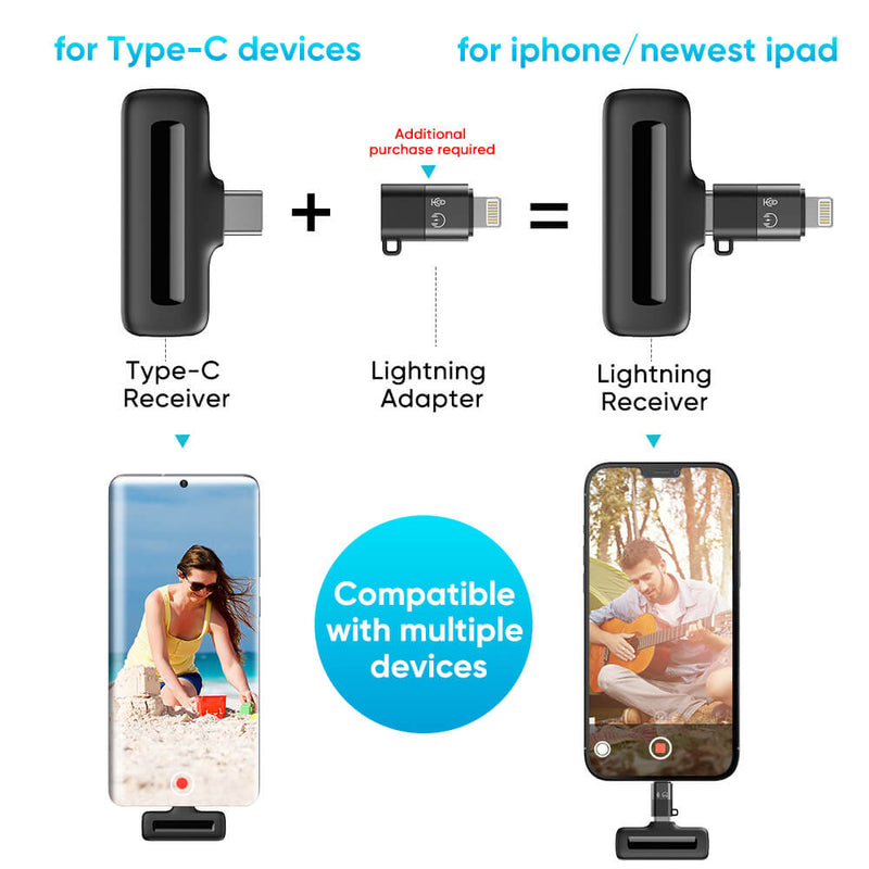 Apexel J13 3-In-1 Wireless Microphones with Smart Charging Case APEXEL 